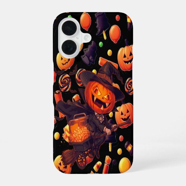 Happy Halloween Pumpkin Artwork iPhone 16 Case (Back)