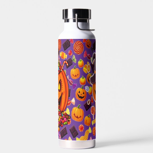 Happy Halloween Pumpkin Artwork Water Bottle (Left)