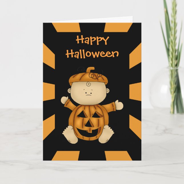 Happy Halloween Pumpkin Baby Greeting Card (Front)