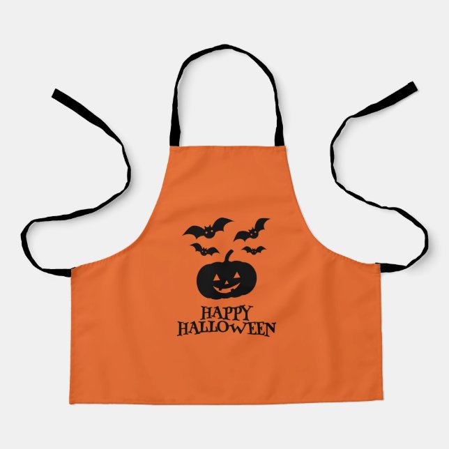 Happy Halloween Pumpkin Bat Minimal Apron (Front)