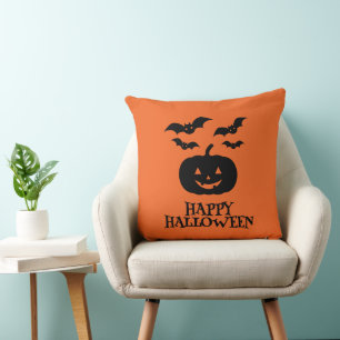 Happy Halloween Pumpkin Bat Minimal Cushion