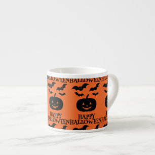 Happy Halloween Pumpkin Bat Minimal Espresso Cup