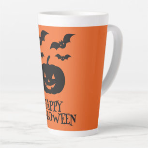 Happy Halloween Pumpkin Bat Minimal Latte Mug