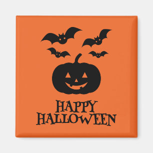 Happy Halloween Pumpkin Bat Minimal Magnet