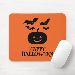 Happy Halloween Pumpkin Bat Minimal Mouse Mat