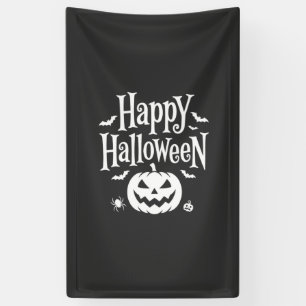 Happy Halloween Pumpkin Bat Spider Design Banner