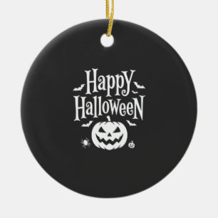 Happy Halloween Pumpkin Bat Spider Design Ceramic Tree Decoration