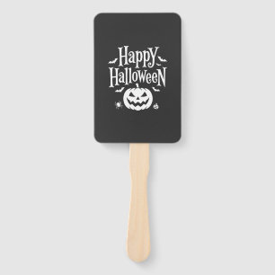 Happy Halloween Pumpkin Bat Spider Design Hand Fan