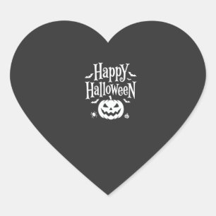 Happy Halloween Pumpkin Bat Spider Design Heart Sticker