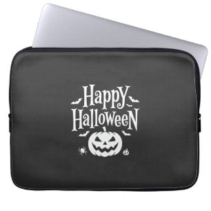 Happy Halloween Pumpkin Bat Spider Design Laptop Sleeve