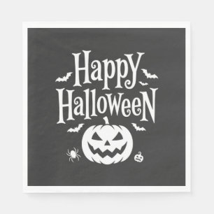 Happy Halloween Pumpkin Bat Spider Design Napkin