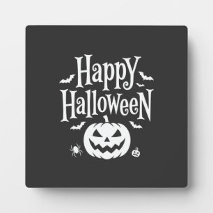 Happy Halloween Pumpkin Bat Spider Design Plaque