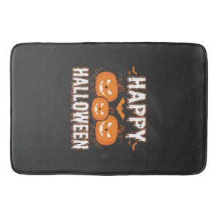 Happy Halloween Pumpkin Bat Vector Bath Mat