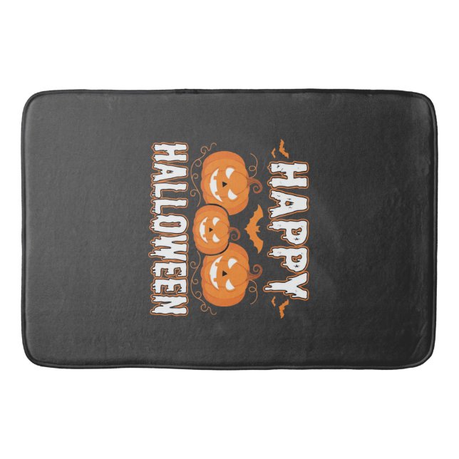 Happy Halloween Pumpkin Bat Vector Bath Mat (Front)