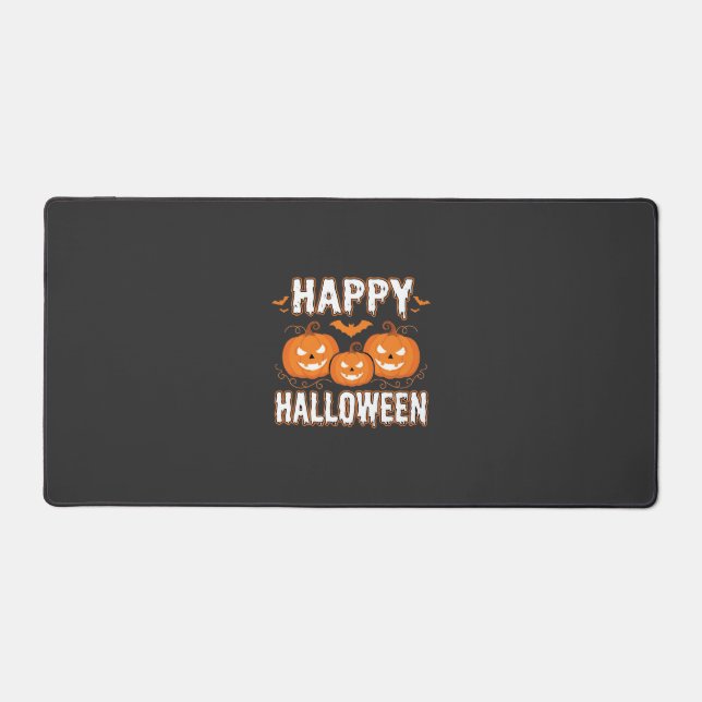 Happy Halloween Pumpkin Bat Vector Desk Mat (Front)