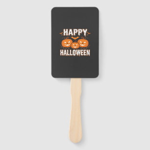 Happy Halloween Pumpkin Bat Vector Hand Fan