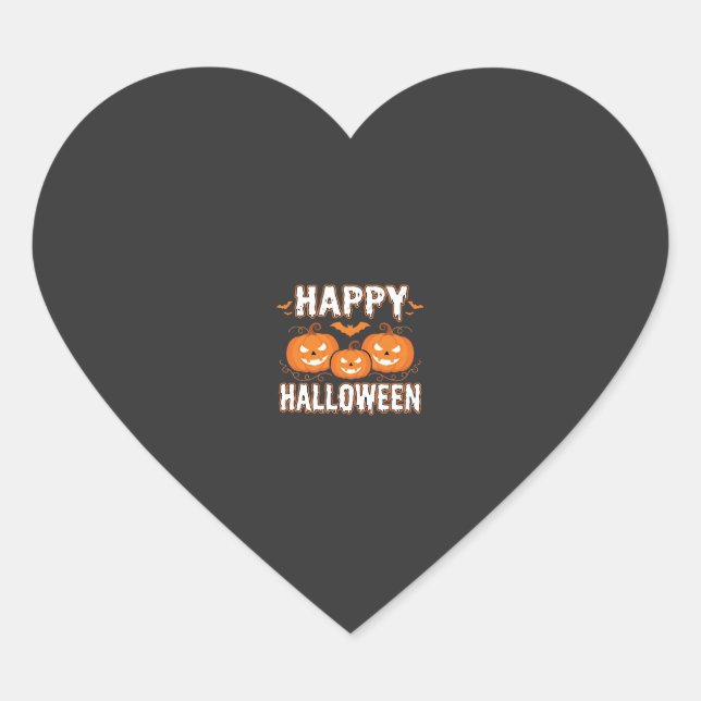 Happy Halloween Pumpkin Bat Vector Heart Sticker (Front)