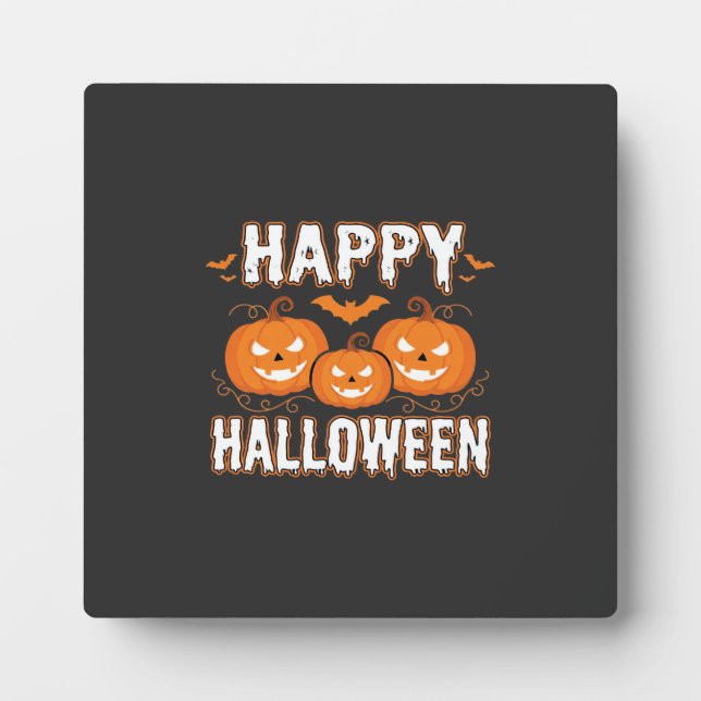Happy Halloween Pumpkin Bat Vector Plaque (Front)