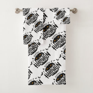 Happy Halloween Pumpkin Bath Towel Set 