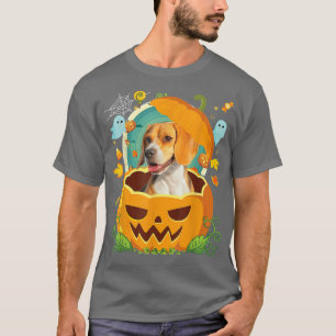 Happy Halloween Pumpkin Beagle Dog Witch Cute Hat  T-Shirt