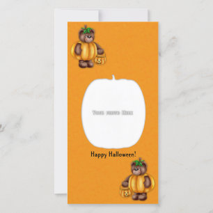 Happy Halloween Pumpkin Bear Photo Card