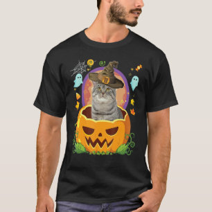 Happy Halloween Pumpkin British Shorthair Cat Witc T-Shirt