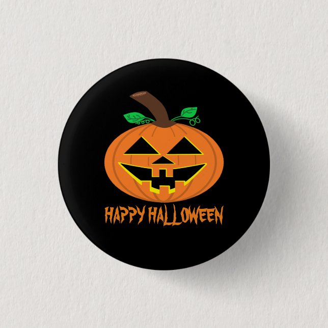 Happy Halloween Pumpkin Button Badge (Front)