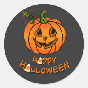 Happy Halloween   pumpkin   candy corn   Classic Round Sticker