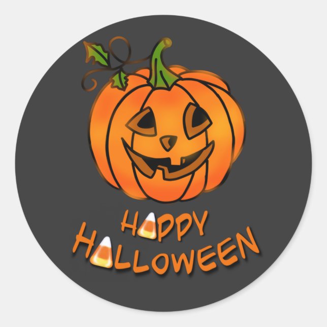 Happy Halloween | pumpkin | candy corn   Classic Round Sticker (Front)