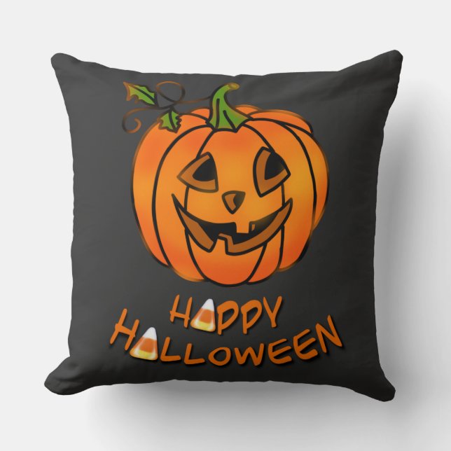 Happy Halloween | pumpkin | candy corn   Cushion (Front)