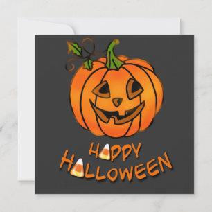 Happy Halloween   pumpkin   candy corn   Invitation