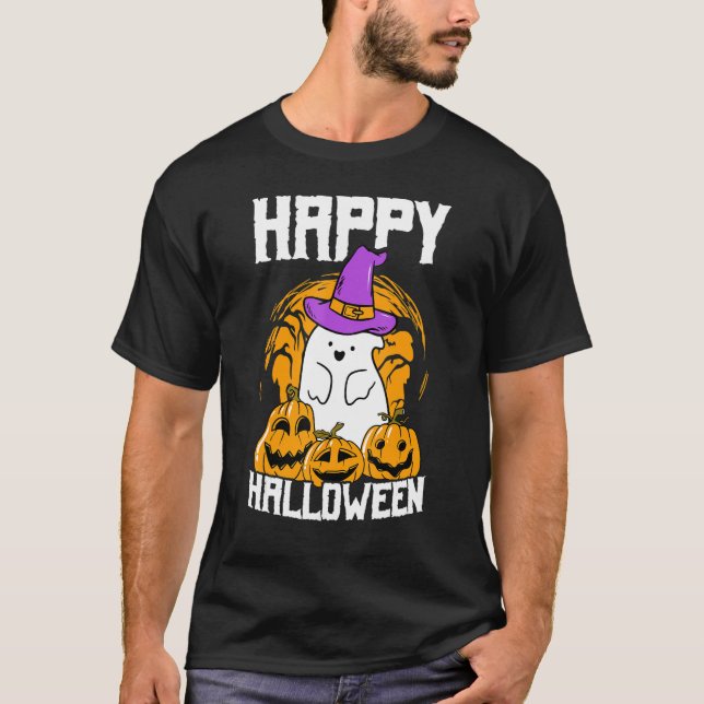 Happy Halloween Pumpkin Carnival Halloween Fan Gho T-Shirt (Front)