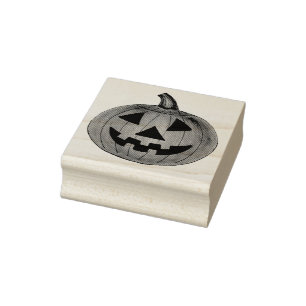 Happy Halloween Pumpkin Carving Jack o' Lantern  Rubber Stamp
