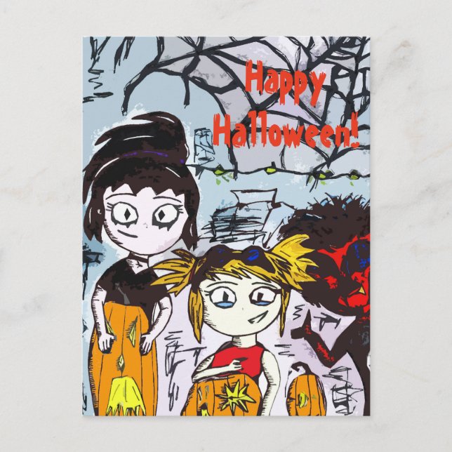 Happy Halloween Pumpkin Carving Postcard (Front)