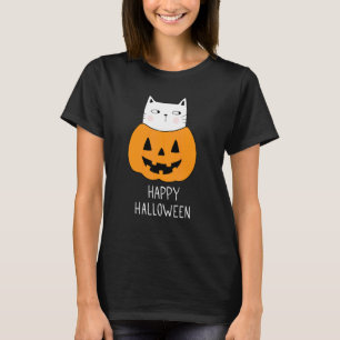 Happy Halloween Pumpkin Cat Sarcastic Halloween T-Shirt