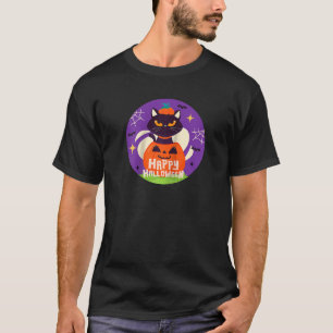 Happy Halloween Pumpkin Cat Women Men Funny Tees R