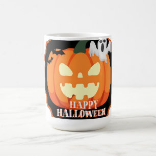 Happy Halloween Pumpkin & Cats Orange T-Shirt Coffee Mug