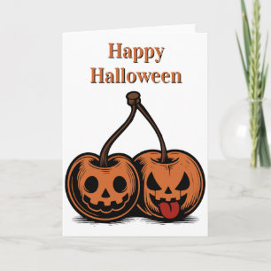 Happy Halloween Pumpkin Cherries Card