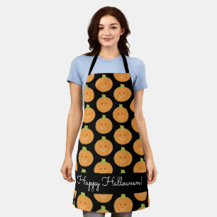 Happy Halloween Pumpkin Cookie Orange Black Apron