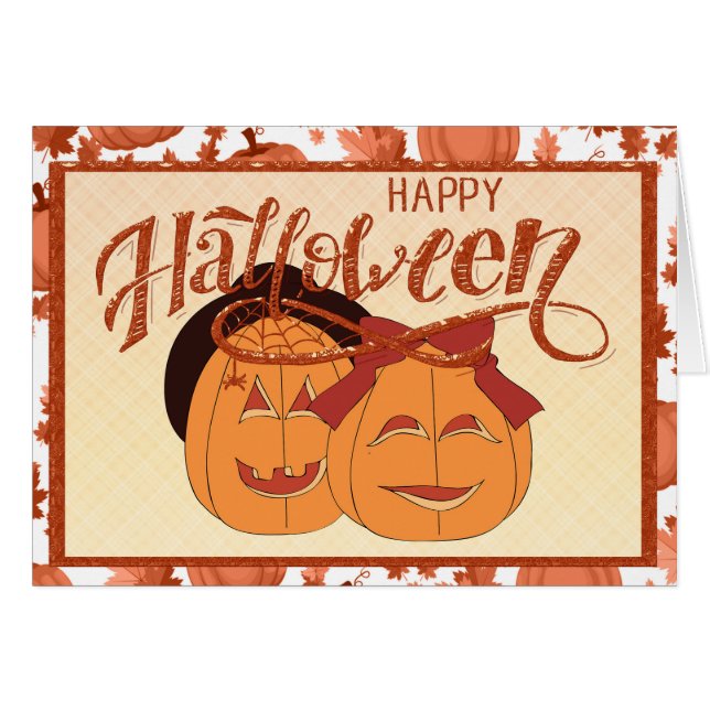 Happy Halloween Pumpkin Couple (Front Horizontal)