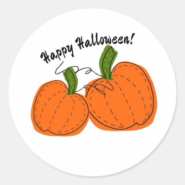Happy Halloween Pumpkin Custom-Cut Vinyl Sticker (Front)
