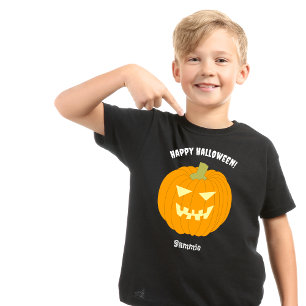 Happy Halloween Pumpkin Custom Name Kids T-Shirt