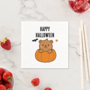 Happy Halloween Pumpkin Cute Bear Napkin
