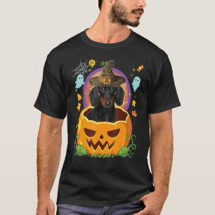 Happy Halloween Pumpkin Dachshund Dog Witch Cute H T-Shirt