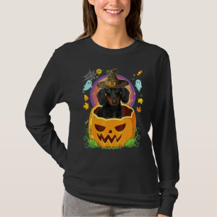 Happy Halloween Pumpkin Dachshund Dog Witch Cute H T-Shirt