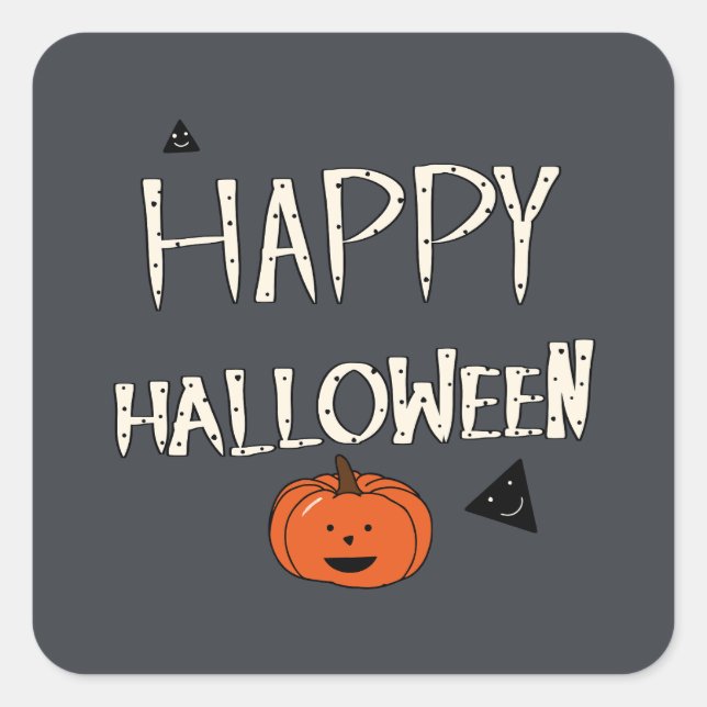 Happy Halloween Pumpkin Design Square Sticker (Front)