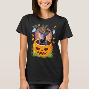 Happy Halloween Pumpkin Doberman Pinscher Dog Witc T-Shirt