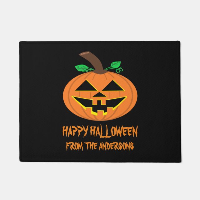 Happy Halloween Pumpkin Door Mat (Front)