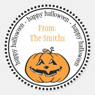 Happy Halloween Pumpkin Dot Circle Labels