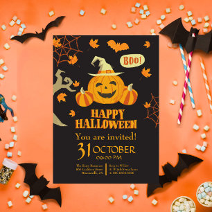 Happy Halloween Pumpkin Eat Drink Be Scary Invitation